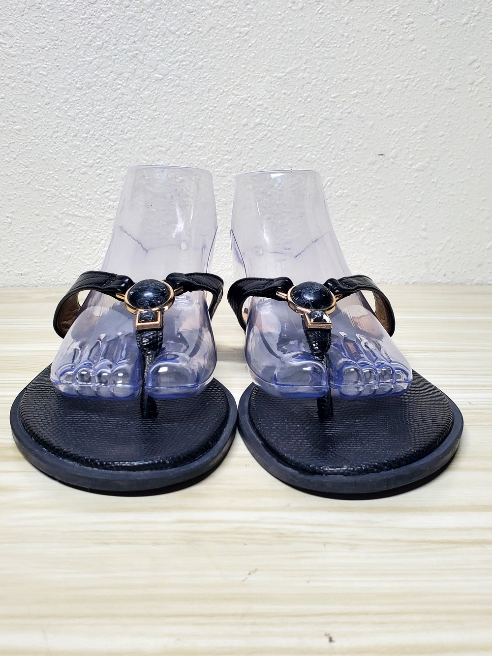 Naturalizer Black Thong Sandals with Gem Accent - Picture 2 of 10